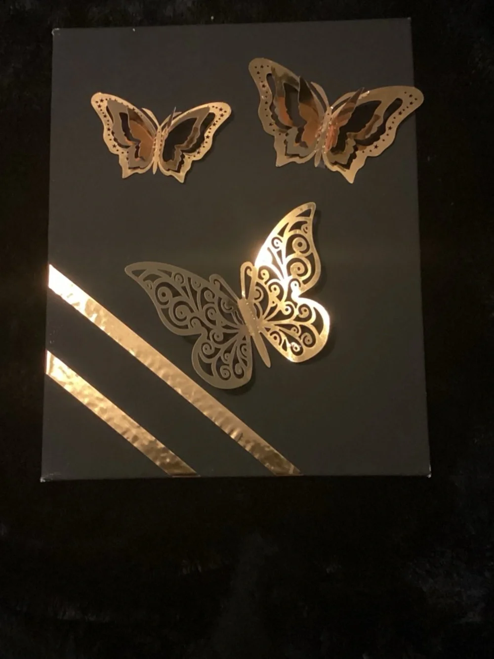Gold Metallic Butterfly Decal Set - 3 Decorative Stickers